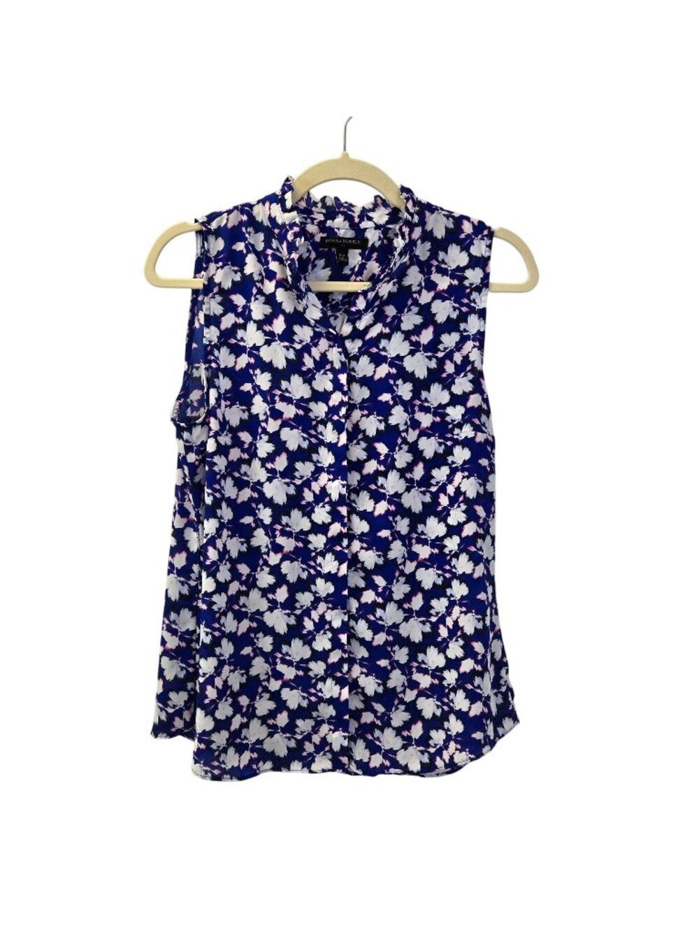 Banana Republic Factory Floral Ruffle Collar Button Down Blouse Size Medium Peti